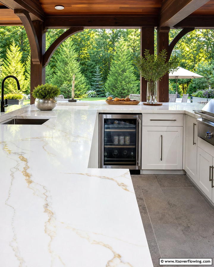 Quartz CountertopsExact - 25 Types of Outdoor Kitchen Countertops for Durability