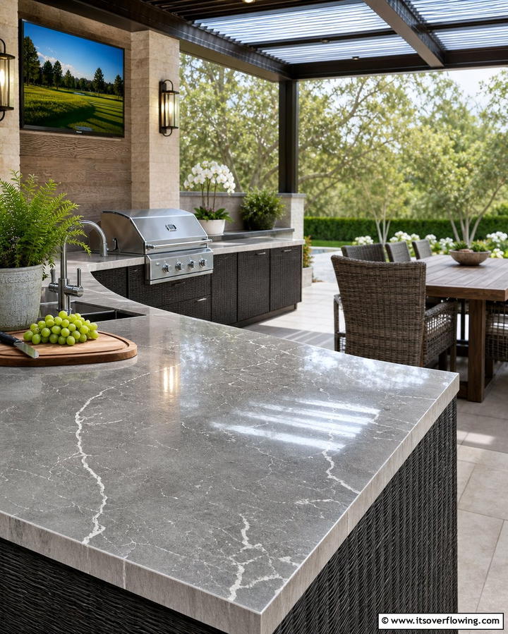 Quartz CountertopsOne - 25 Types of Outdoor Kitchen Countertops for Durability