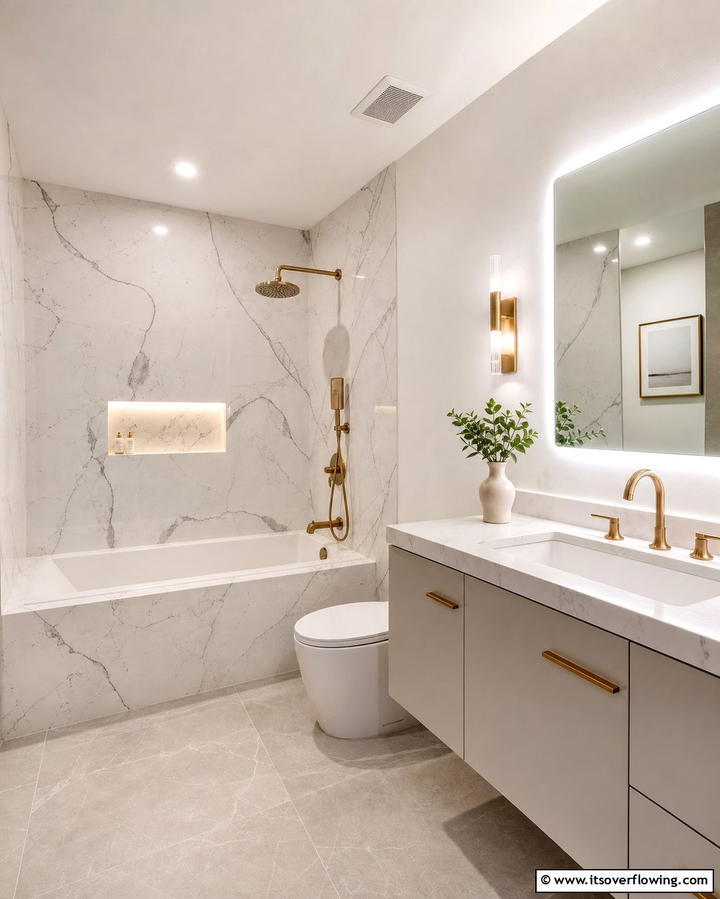Quartz Surround - 25 Bathtub Surround Ideas for a Luxurious Bathroom