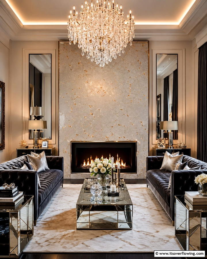 Quartz with Metallic AccentsOne - 25 Quartz Fireplace Surround Ideas for a Sleek Look