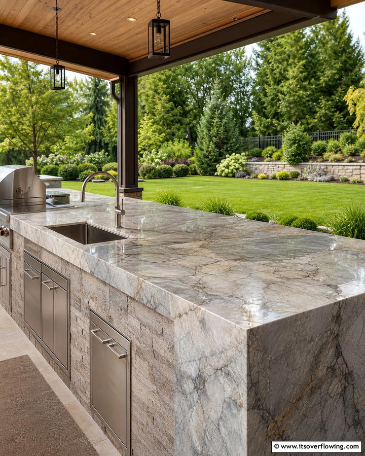 Quartzite Countertops for Natural Beauty - 25 Outdoor Kitchen Countertop Ideas for Functionality