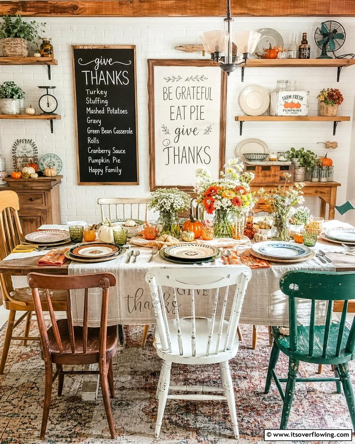 Quirky Farmhouse Touches - 21 Festive Thanksgiving Table Decor Ideas for Family Gatherings