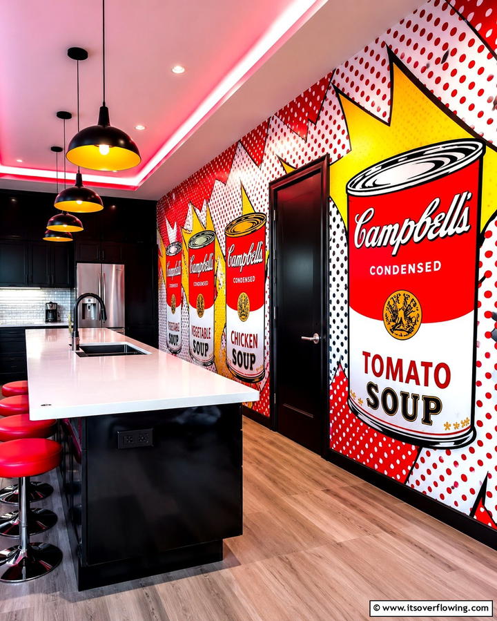 Quirky Pop Art - 30 Kitchen Wallpaper Ideas- Bold Backsplashes & Accent Walls