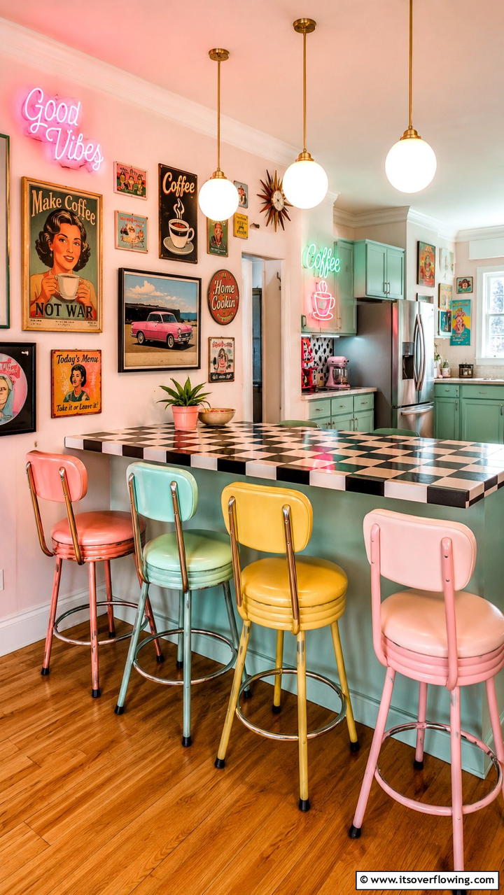 Quirky Vintage Breakfast Bar - 30 Breakfast Bar Ideas for Functional Kitchen Spaces