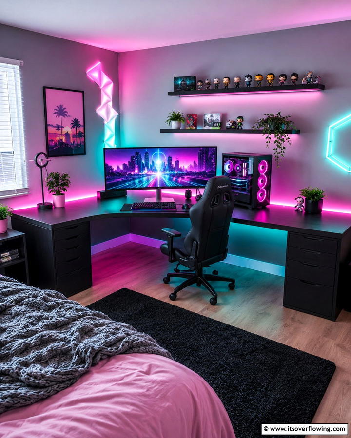 RGB Gaming Desk Setup - 25 Gamer Girl Room Ideas for a Fun and Stylish Space