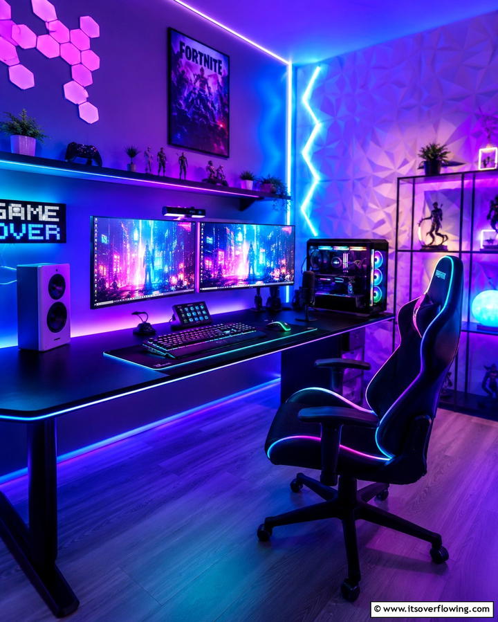 RGB Keyboard and Mouse - 25 Inspiring Content Creator Room Ideas for Productivity
