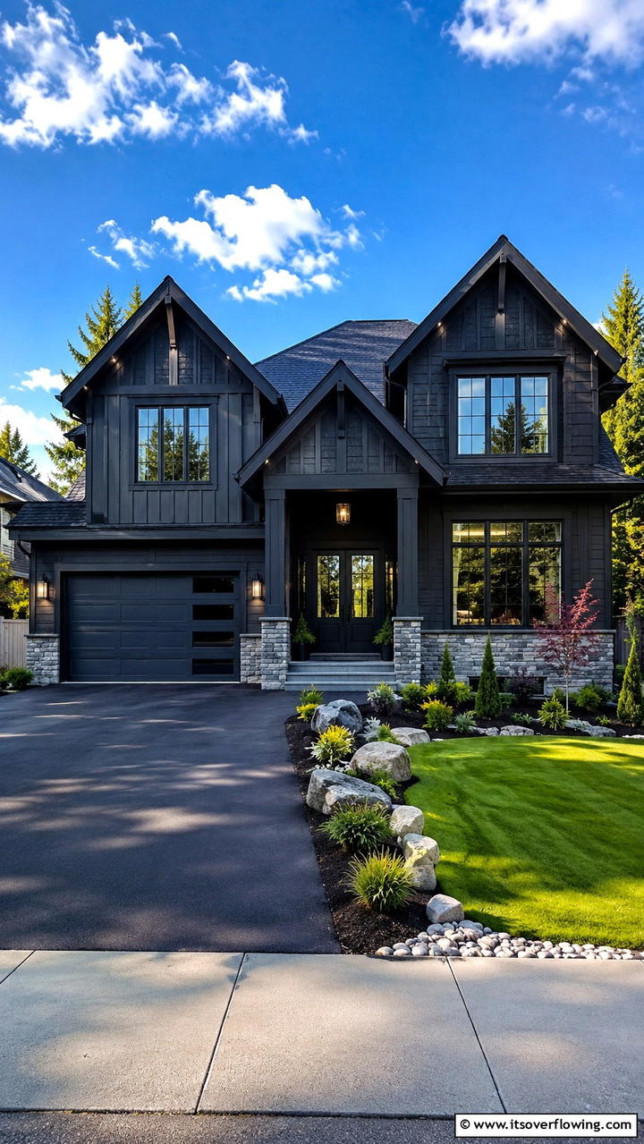 Radiant Dark Contour - 30 Black House Exteriors- Bold Paint Colors for Modern Homes