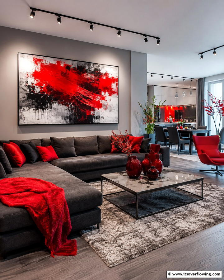 Radiant Red Accents - 30 Vibrant Colorful Living Room Inspirations for Bold Interiors