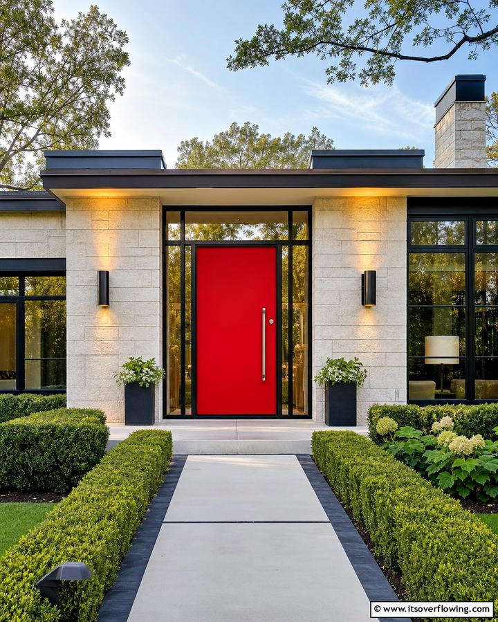 Radiant Ruby - 30 Retro Mid-Century Front Door Colors to Boost Curb Appeal