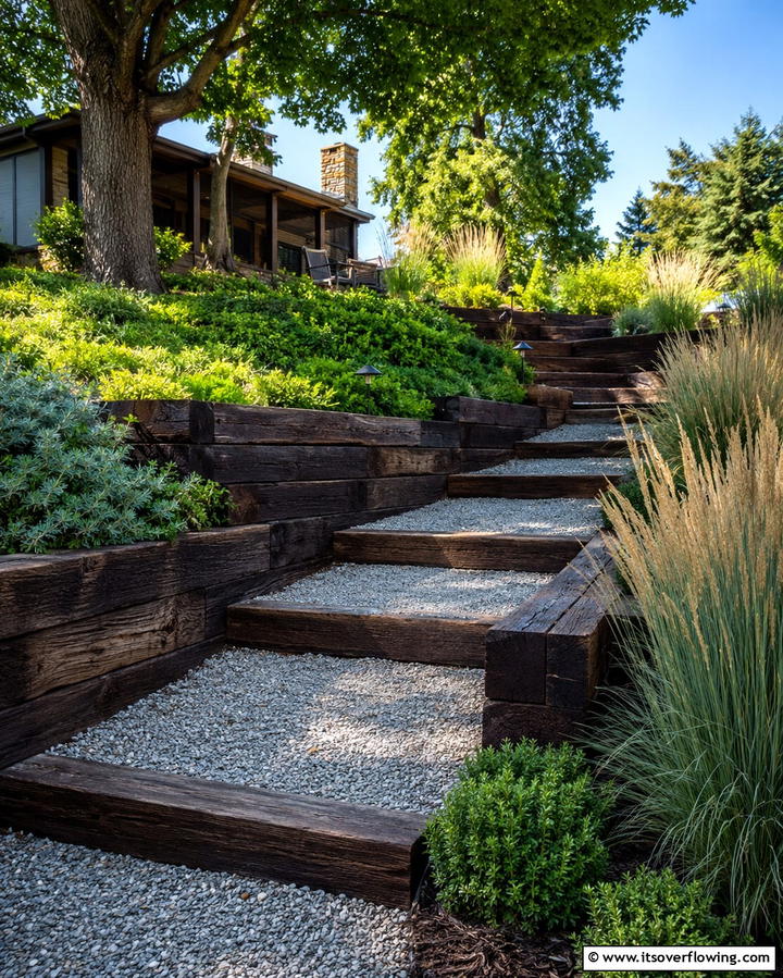 Railroad Tie Retaining WallExact - 25 Inexpensive Retaining Wall Ideas for Your Yard