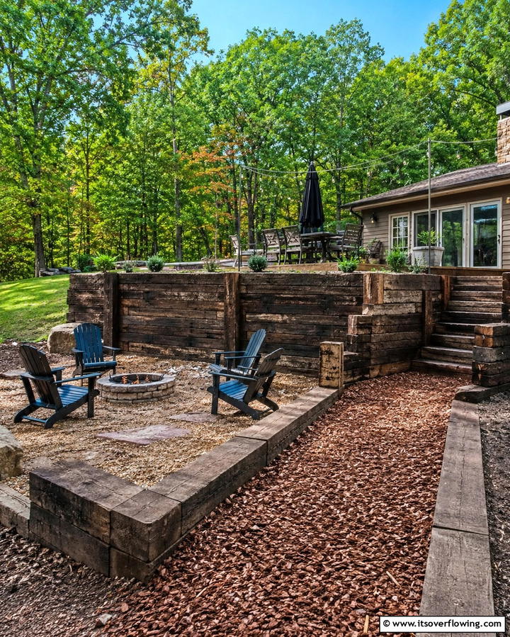 Railroad Tie Retaining WallOne - 25 Inexpensive Retaining Wall Ideas for Your Yard