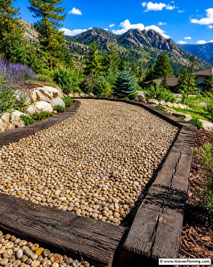 Railroad Ties for a Bold Statement - 25 Gravel Driveway Edging Ideas for a Polished Look