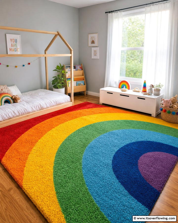 Rainbow Area Rugs - 25 Rainbow Nursery Ideas for a Colorful Baby Room