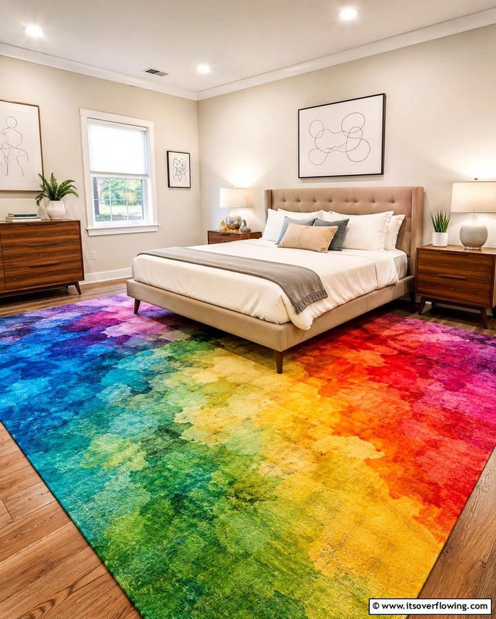 Rainbow Area Rugs - 25 Rainbow Bedroom Ideas to Brighten Up Your Space