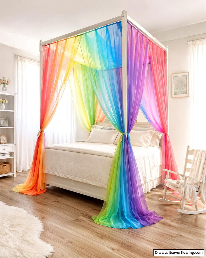 Rainbow Canopy Beds - 25 Rainbow Bedroom Ideas to Brighten Up Your Space