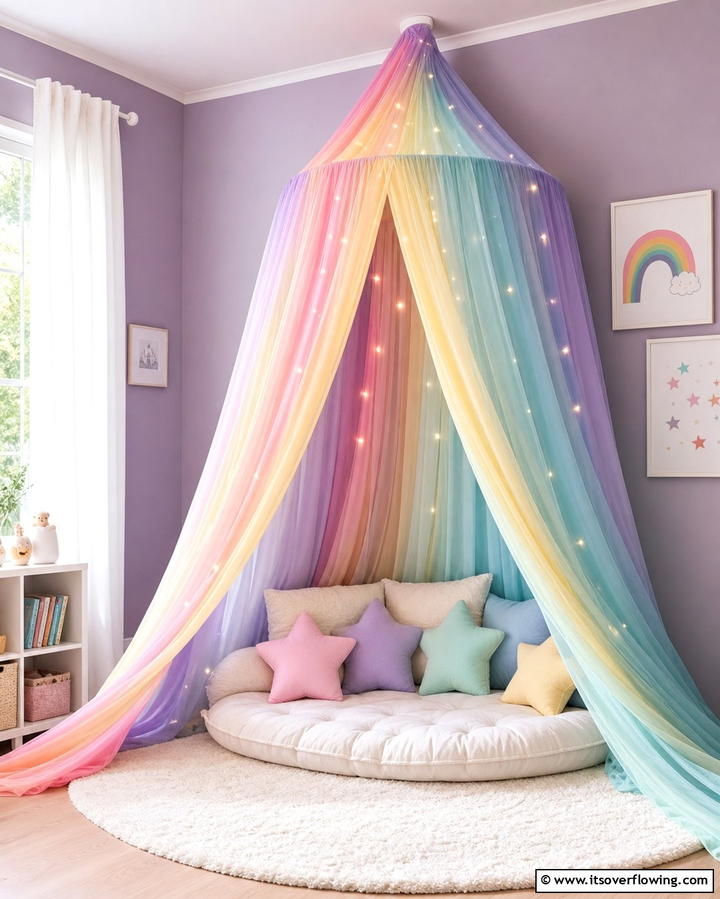 Rainbow Canopy - 25 Rainbow Nursery Ideas for a Colorful Baby Room