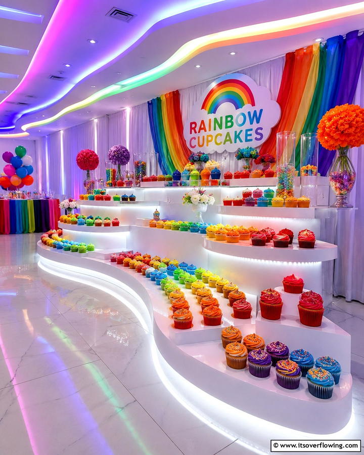 Rainbow Cupcakes - 30 Wedding Cupcake Ideas for Unforgettable Celebrations