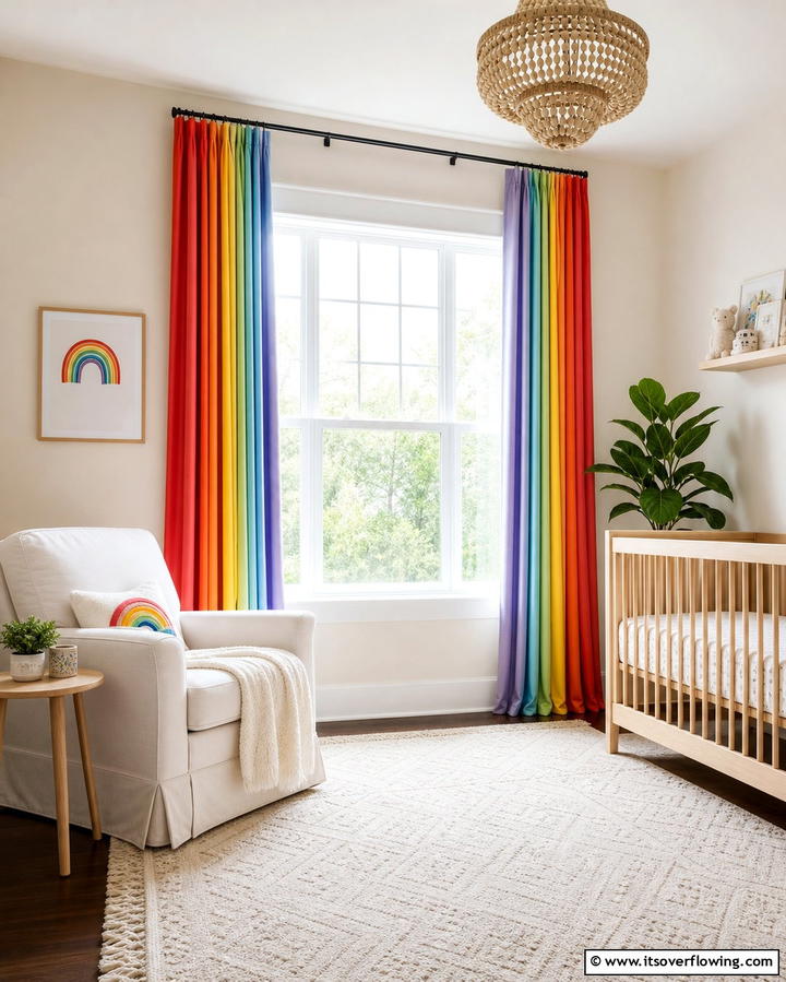 Rainbow Curtains - 25 Rainbow Nursery Ideas for a Colorful Baby Room