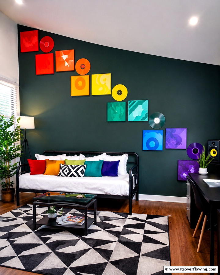Rainbow Gallery Wall for Artistic Flair - 25 Rainbow Bedroom Ideas to Brighten Up Your Space