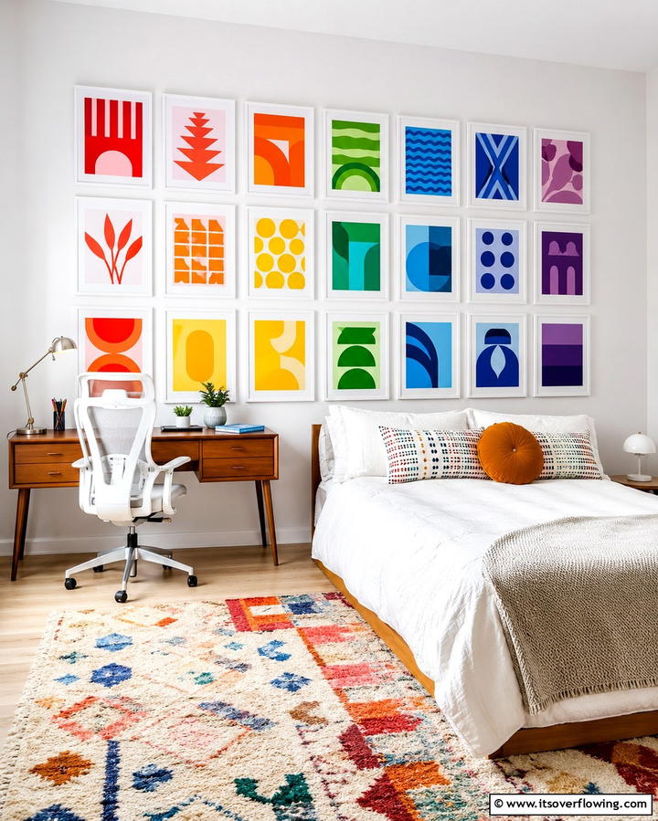 Rainbow Gallery Wall - 25 Rainbow Bedroom Ideas to Brighten Up Your Space