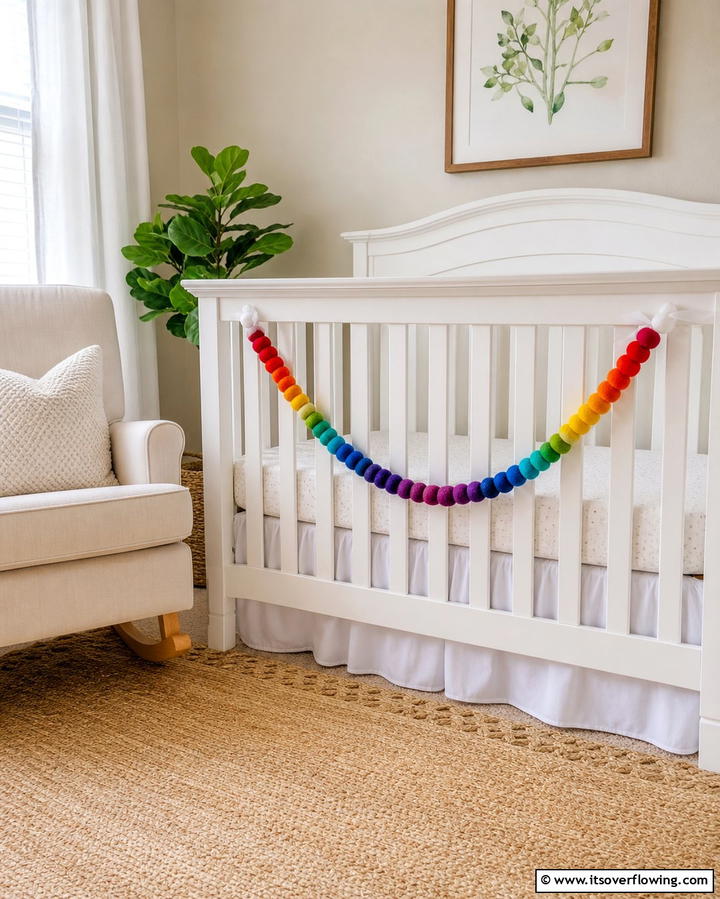 Rainbow Garland - 25 Rainbow Nursery Ideas for a Colorful Baby Room