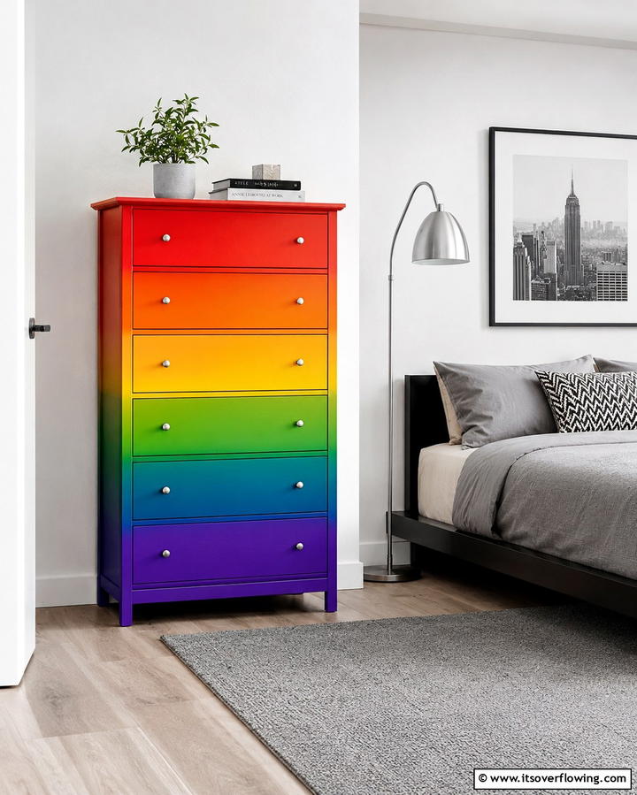 Rainbow Painted Furniture - 25 Rainbow Bedroom Ideas to Brighten Up Your Space