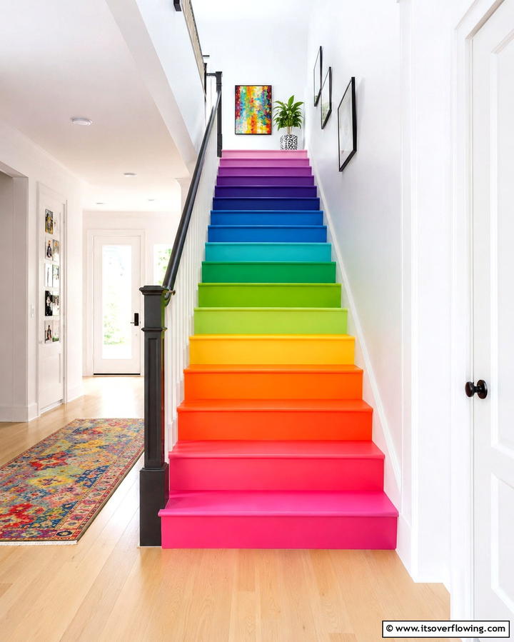 Rainbow Steps - 25 Painted Stair Ideas to Transform Your Home