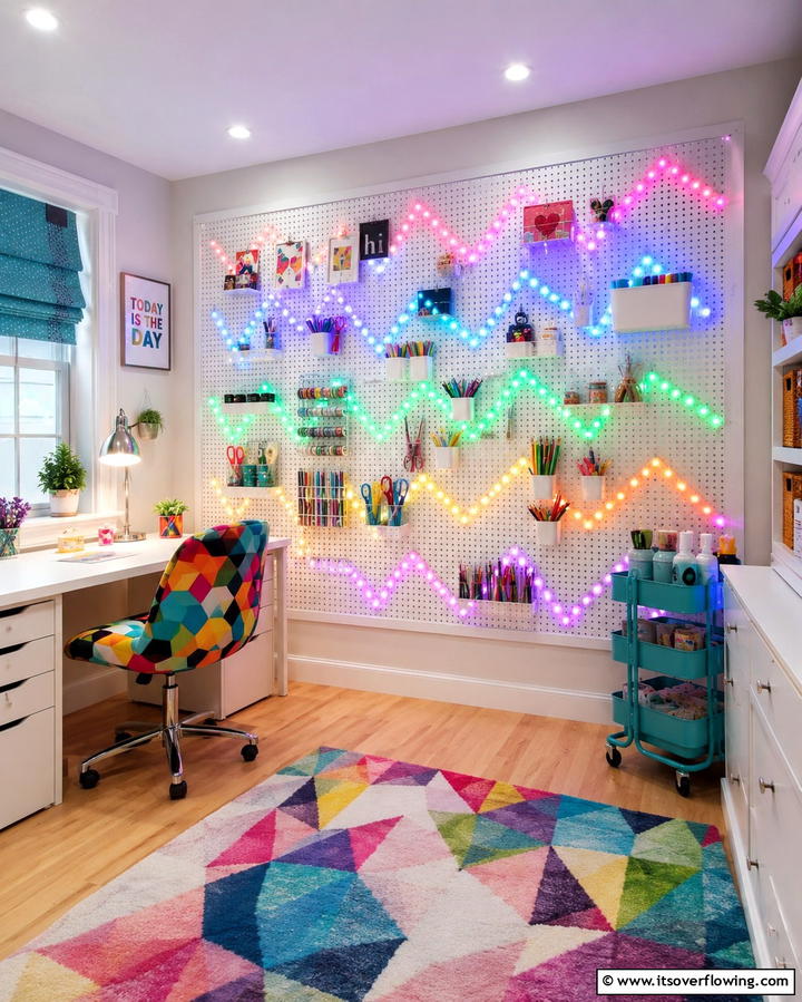 Rainbow String Lights for a Magical Glow - 25 Rainbow Bedroom Ideas to Brighten Up Your Space
