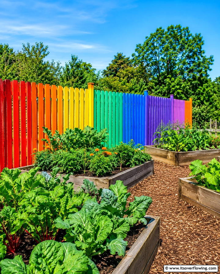 Rainbow Stripes - 25 Fence Painting Ideas to Refresh Your Outdoor Space