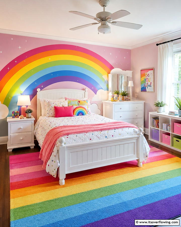 Rainbow Themed Decor - 25 Girl Room Ideas for 10-year-olds- Creative & Fun Designs