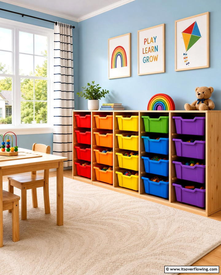 Rainbow Toy Storage - 25 Rainbow Nursery Ideas for a Colorful Baby Room