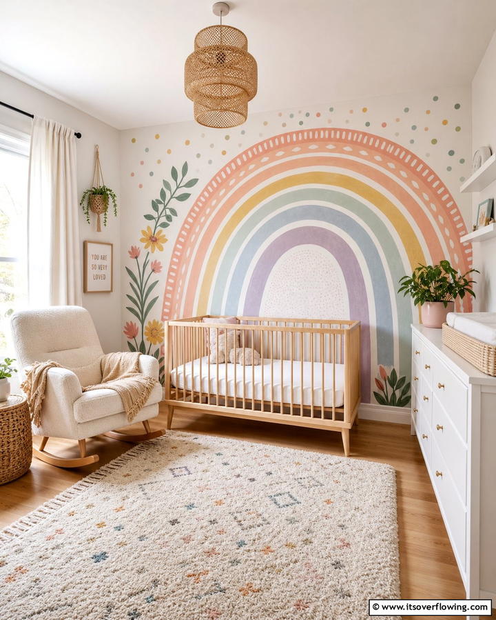 Rainbow Wall Murals - 25 Rainbow Nursery Ideas for a Colorful Baby Room