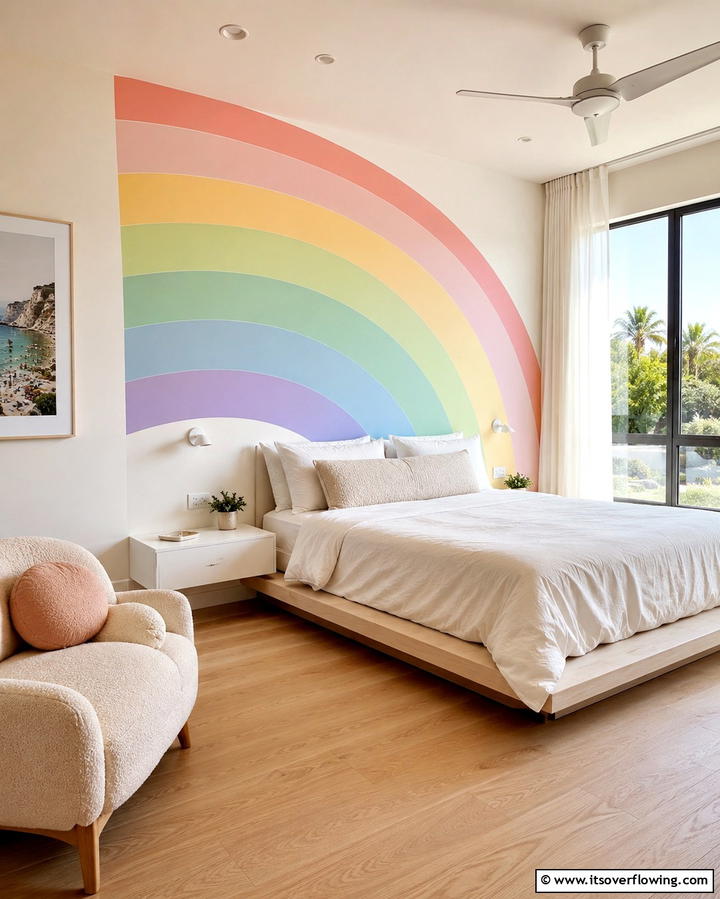 Rainbow Wall Murals - 25 Rainbow Bedroom Ideas to Brighten Up Your Space