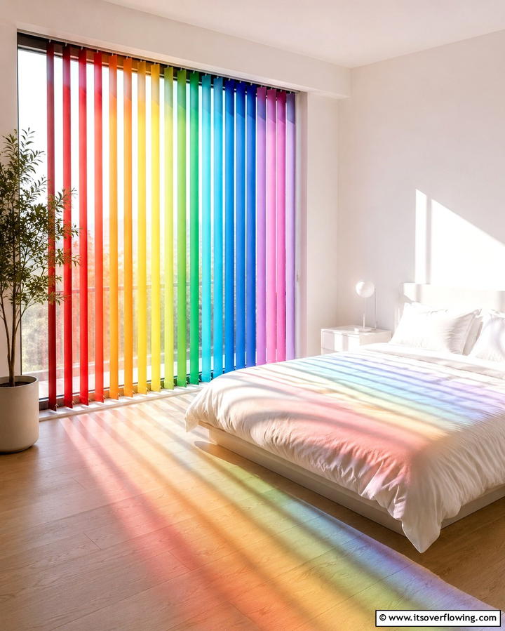 Rainbow Window Treatments for Natural Light Play - 25 Rainbow Bedroom Ideas to Brighten Up Your Space