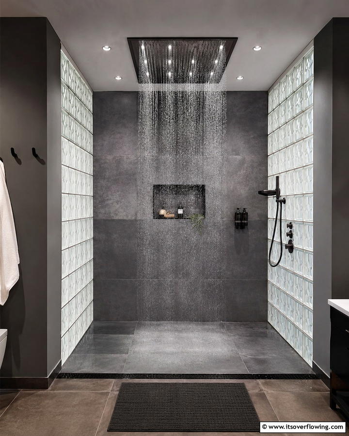 Rainfall Showerhead Experience - 25 Spa-Like Bathroom Ideas for a Relaxing Retreat