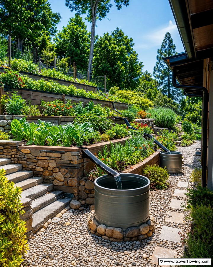 Rainwater Harvesting for Sustainability - 20 Hillside Terraced Garden Ideas for a Stunning Landscape