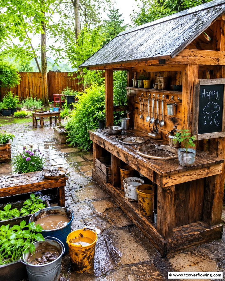 Rainy Day Mud Kitchen - 30 Mud Kitchen Ideas to Inspire Outdoor Kids’ Play