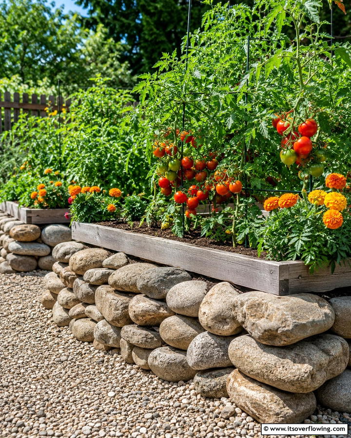 Raised Bed Edging - 25 River Rock Edging Ideas for Your Garden