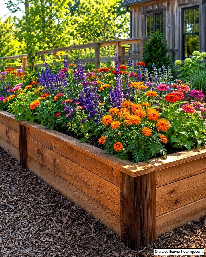 Raised Bed Rustic Charm - 25 Front Yard Texas Flower Bed Ideas for a Stunning Look