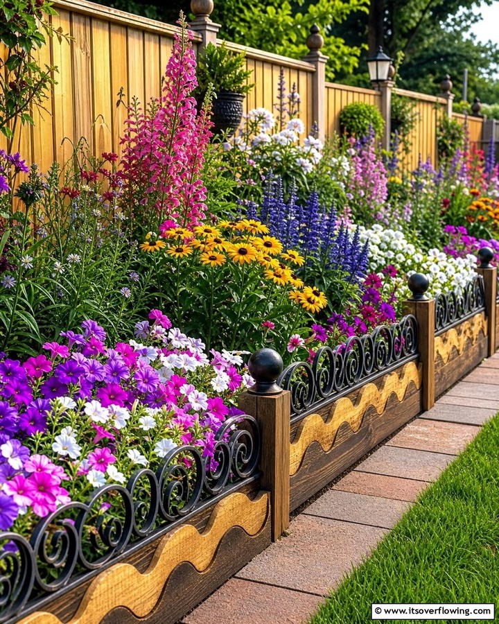 Raised Beds with Decorative Edging - 20 Raised Garden Bed Along Fence Ideas for Your Yard