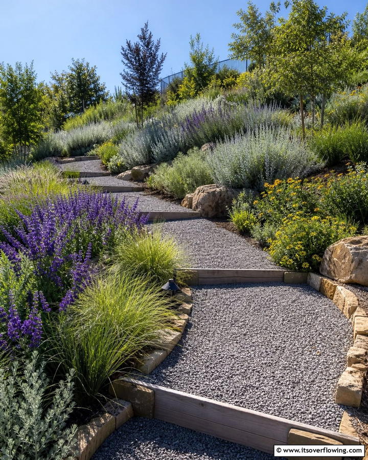 Raised Gravel Pathways - 20 Sloped Walkway Ideas for Beautiful Landscaping