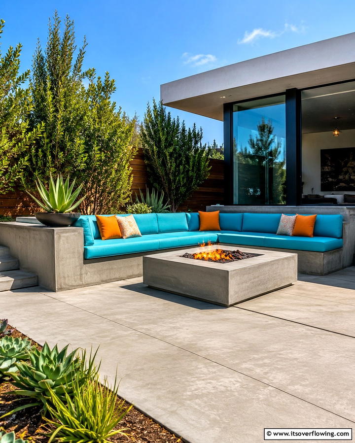 Raised Patio with Built In Bench Seating - 25 Raised Concrete Patio Ideas for a Modern Outdoor Space