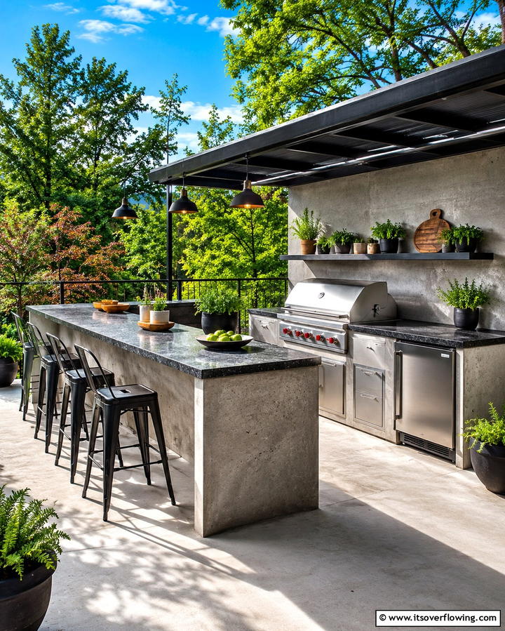 Raised Patio with Outdoor Kitchen Setup - 25 Raised Concrete Patio Ideas for a Modern Outdoor Space