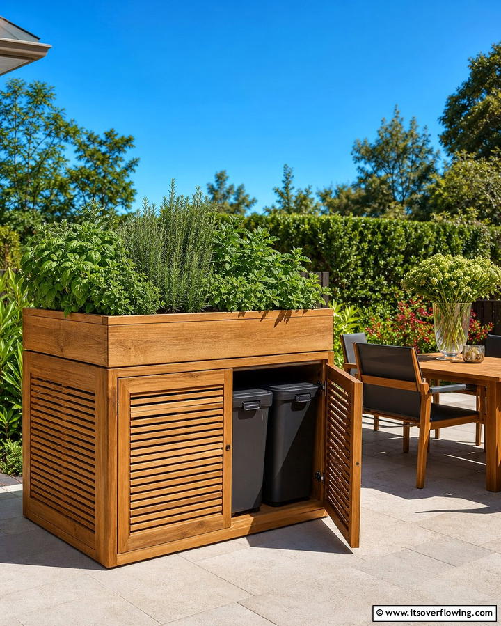 Raised Planter Enclosure - 25 Garbage Can Storage Ideas for Neat Spaces
