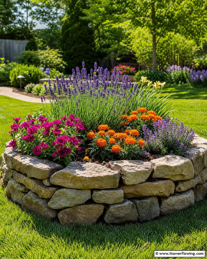 Raised Stone Circle Garden Bed - 20 Round Garden Bed Ideas for Unique Landscapes
