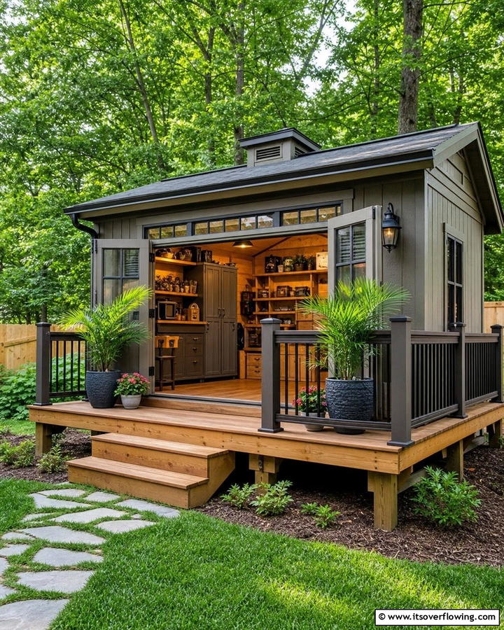 Raised Wooden Deck - 20 Shed Floor Ideas for a Durable and Functional Space