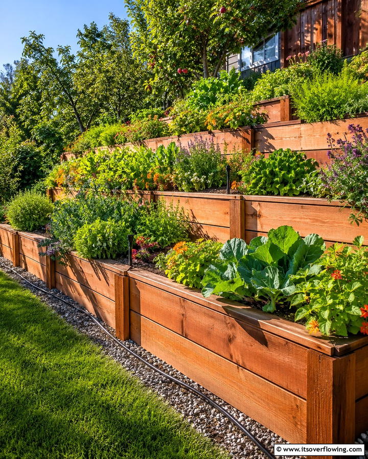 Raised Wooden Planter Retaining Walls - 20 Durable Wood Retaining Wall Ideas for Your Yard