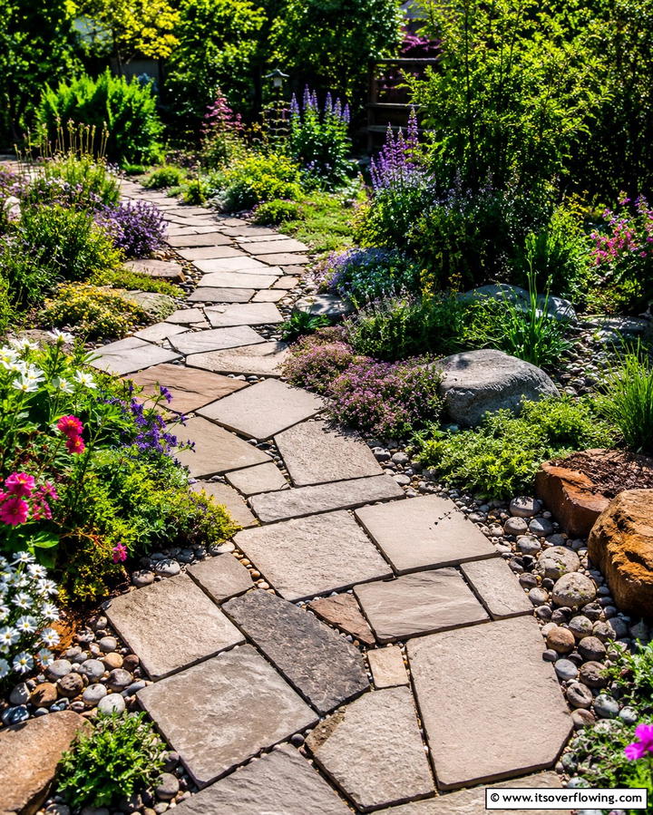 Randomized Paver Layout - 25 Concrete Paver Walkway Ideas for Durable Design