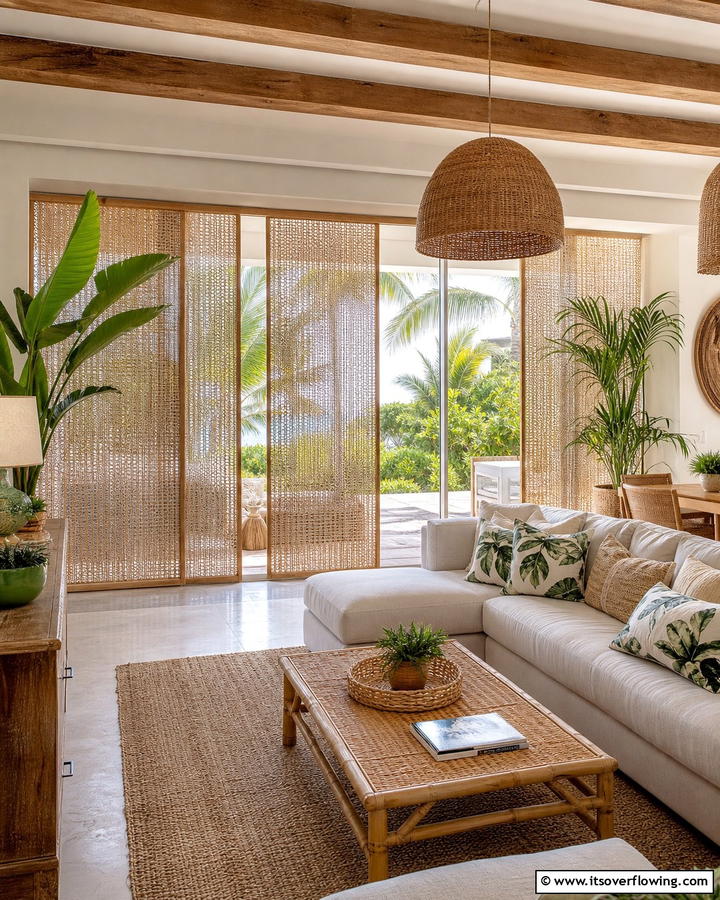 Rattan Curtain Panels - 20 Boho Curtain Ideas to Enhance Your Home’s Style