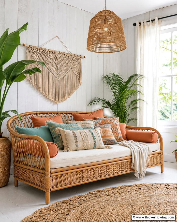 Rattan Daybeds for a Bohemian Touch - 25 Daybed Ideas for Small Spaces to Maximize Comfort